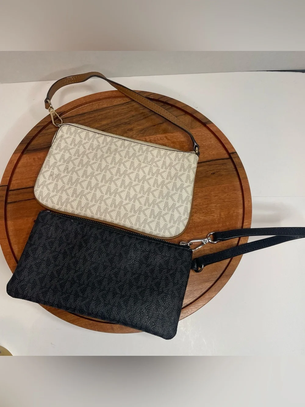 Michael Kors Neutral and Black Signature Wristlet Set of 2